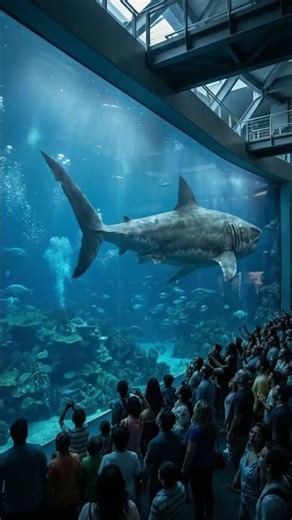 Megalodon Awakens: Giant Shark Leaps to Steal Food, Shocking Theme Park Crowd