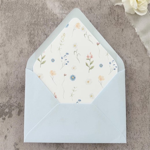 Dainty Floral Envelope Liners for A7 5x7 Cards, Wildflower Baby Shower Invite, Envelope Inserts, Guest & Return Address Printing Available - Etsy