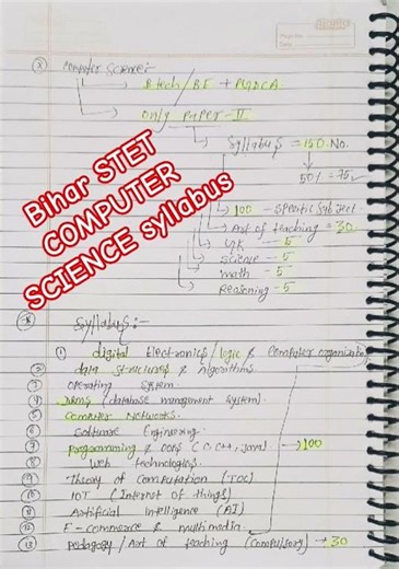 Bihar STET computer science syllabus // Bihar stet syllabus #motivation #biharstet #viral #shorts 🔥✅