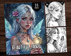 Fairy Coloring Book, Grayscale Coloring Pages, Coloring Sheets, Fantasy Coloring, Beautiful Fairy Coloring Book, Women Coloring Pages - Etsy