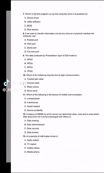1st Year Computer Science TOS and Model Paper | Model paper oar focus kre ese si related paper ayega #paper #bisep