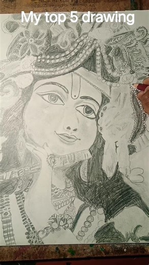 🥺My top 5 drawing 🥺 ||ram Hanuman shadow krishna and little krishna drawing#shorts#trending#viral