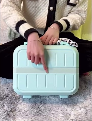 Travel Beauty Case Makeup Travel Case Hard case Material Hard Shell Cosmetic Organizer Bag with Elastic Band and Soft Handle Travel Bag for Toiletry Portable Mini ABS Carrying Suitcase