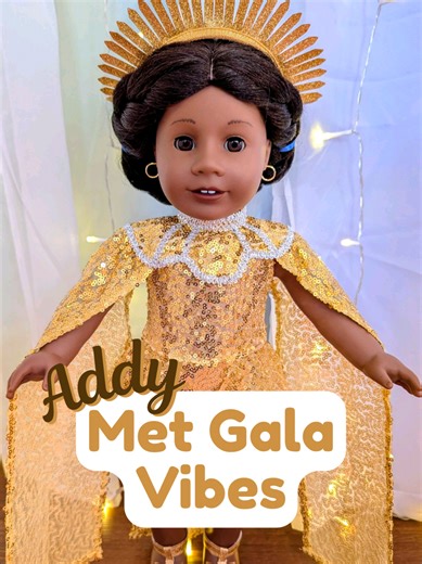 Addy is ready for the Met Gala in this gorgeous, golden outfit! ✨ What doll do you want to see dressed up next?! 👀 #americangirl #americangirldoll #addywalker #metgala #agtok