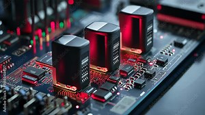 Exploring advanced computer hardware components on a high-tech motherboard with illuminated features