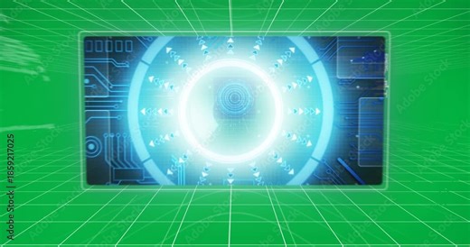 Animation of scope scanning and data processing on screens