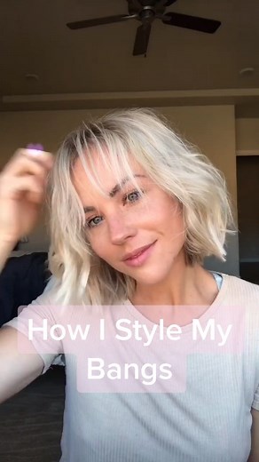How I style my bangs!! Comment if you have any questions 😘✨ #howtostylebangs #curtainbangstutorial #shorthairstyles #hairtutorials