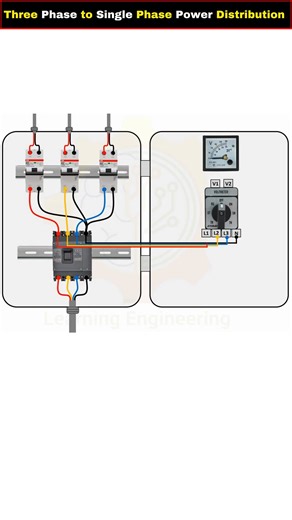 12K views · 190 reactions | Three Phase to Single Phase Power Distribution Board Connection with Voltmeter selector switch #electricalwork #electrical #engineering #electricalengineering #electrician | Learning Engineering Institute | Facebook