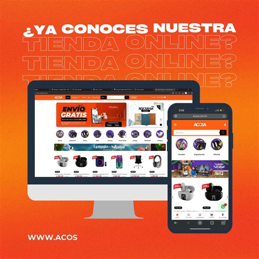 ¿Ya conocés nuestra tienda online? 💻 En ACOSA podés comprar fácil, rápido y desde donde estés. Tecnología, oficina, hogar… ¡todo a un clic! 🛒✨ #acosa #paginaweb #compraenlinea #honduras #tecnologia #oficina #hogar #escolar | ACOSA Honduras