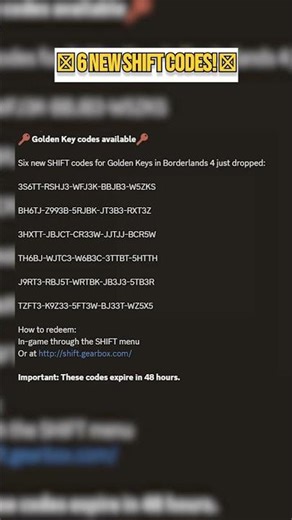 🎁 6 NEW Golden Key SHiFT Codes! Use Them Before They Expire! #Borderlands4 #VaultNetwork #2KPartner