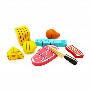 [Hot Item] Pretend Food Cutting Wooden Play Food Sets Wooden Toys for Kids