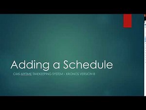 Adding a Schedule