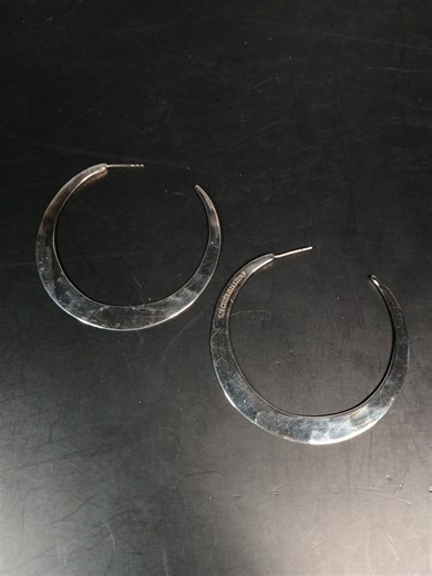 Robert Lee Morris Sterling Silver Hammered Crescent Hoop Earrings - Etsy