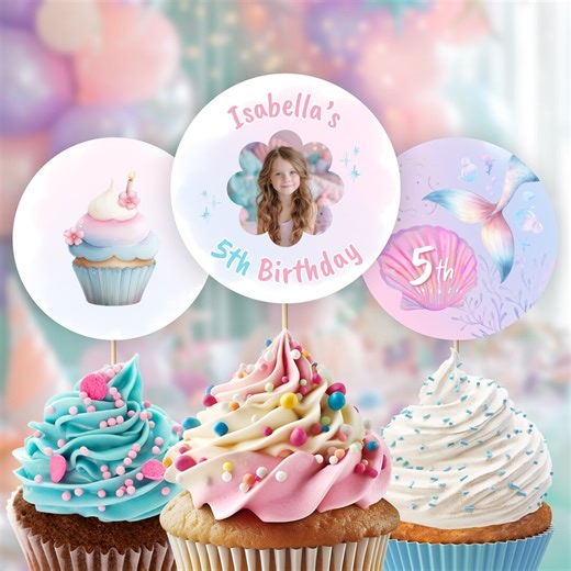 Mermaid Cupcake Topper Printable Mermaid Birthday Cupcake Toppers Under the Sea Cupcake Topper Mermaid Birthday Party Decor - Etsy