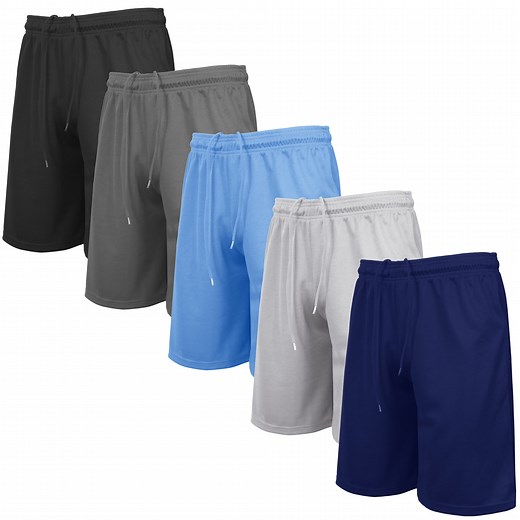 Men's 5-Pack Lightweight Breathable Moisture Wicking Mesh Shorts