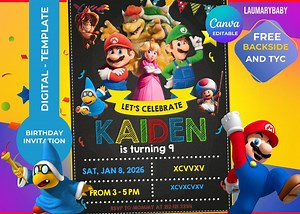 Mario Birthday Invitation Template: Editable  thank You Card (digital Download) - Etsy