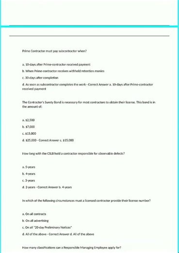 CSLB Practice Test Questions with Complete Solutions148 video