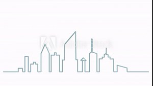 Cityscape, city, buildings outline. Self drawing animation.