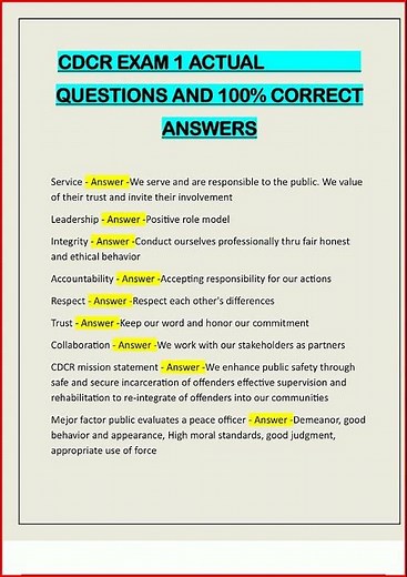 Cdcr Exam 1 Actual Questions And 100 Correct Answerspdf video