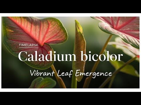 Timelapse – Caladium bicolor Bloom — Vibrant Leaf Emergence