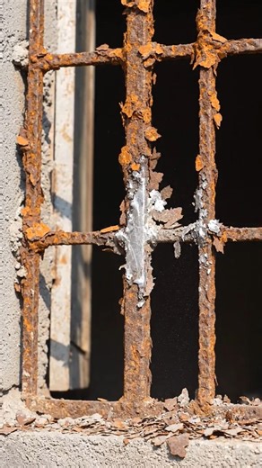 Wire Brush Rust Cleaning on Window Grill Partial Restoration #Shorts