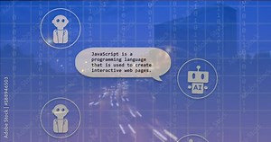 Animation of online ai chat on screen processing over cityscape Stock Video