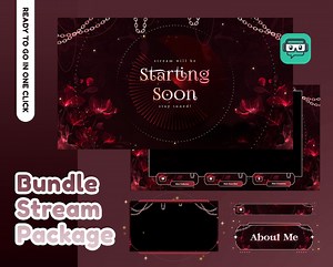 Red Flower Animated Stream Pack Twitch Bundle, Red Black Stream Overlay, Rose Twitch Design, Elegant Dark Overlay, Gothic Vtuber Overlay - Etsy