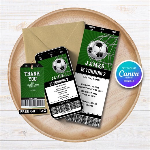 Soccer Ticket Birthday Invitation Soccer Party Boy Invitation Digital Download Editable Soccer Invite Template Printable Soccer Theme - Etsy