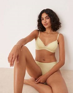 Calvin Klein Modern Lace lightly lined triangle bra in soft yellow | ASOS