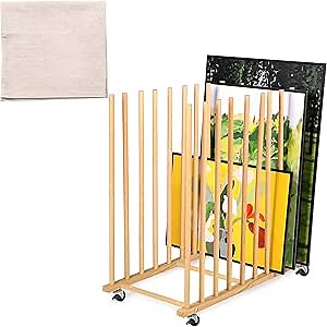Amazon.com: Art Storage Rack with Protective Drop Cloth, Canvas Storage & Drying Rack with Handle and Caster Wheels, Art Canvas Organizer for Paintings, Panels, Boards – Perfect for Art Studios, Artwork