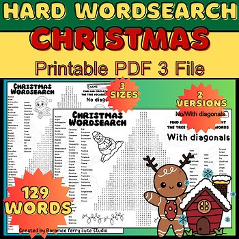 Giant Christmas Hard Word Search Collaborative Poster | Holiday Party Activity