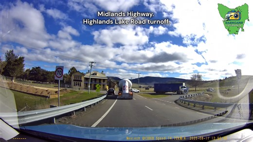Midlands Highway, Highland Lakes Road turn-off. | Dashcams Tasmania