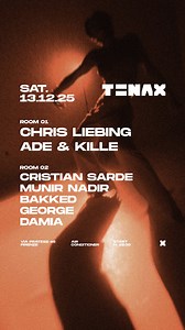 Saturday | December 13th at Tenax this one is a night that promises techno authority and underground energy ready to dive deep? room 1 * @chris_liebing - a global techno ambassador. A pioneer. A constant force of evolution. From the hard-driven 90s loops to the minimal revolution, from boundary-pushing albums on Mute to remixes for Depeche Mode and collaborations with Charlotte de Witte, Chris Liebing’s journey is intertwined with the story of techno itself. Always forward-thinking, always recal