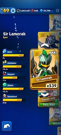 Sonic Dash 2026 - Sir Lamorak Max Level