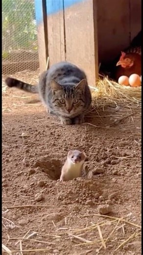This Tabby Cat Was Watching the Dirt—Then a Weasel Made a Huge Mistake 🐱💥 #cat #farmlife #weasel