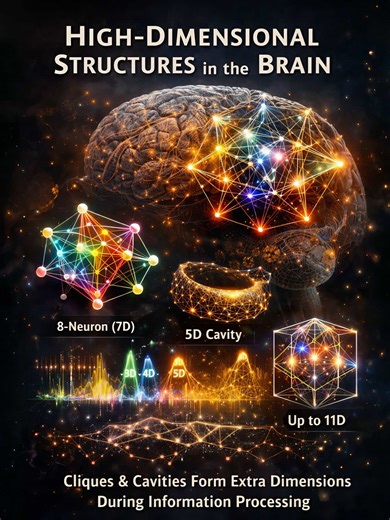🧠💥 Mind-blowing brain dimensions discovery: Neural networks form up to 11D cliques via algebraic topology in Blue Brain Project simulations! Unlock neuroscience secrets. 🌌🔬 #Neuroscience #Brain #Science #QuantumMind #Consciousness