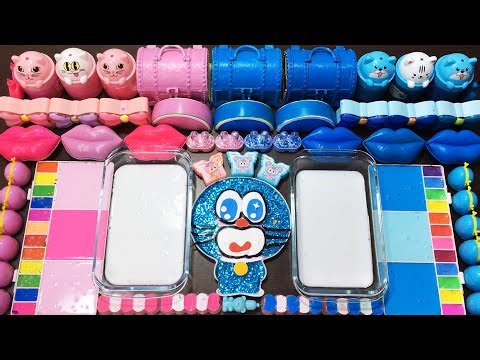 PINK VS BLUE SLIME ! Mixing Random Things Into GLOSSY Slime !