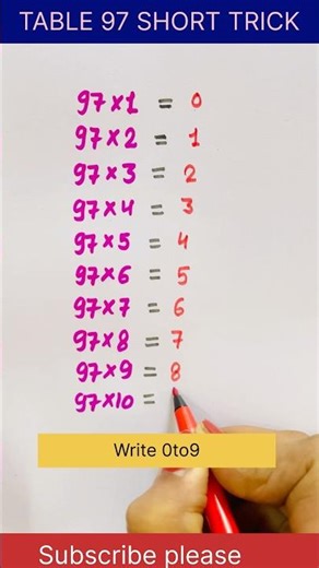 Table trick 🔥|table of 97 |#shorts #viral #maths #shortsfeed #youtubeshorts table#tricks #education