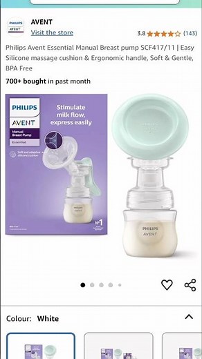 Philips Avent Manual Breast Pump SCF417/11 Soft Silicone Cushion | BPA-Free & Gentle Pumping