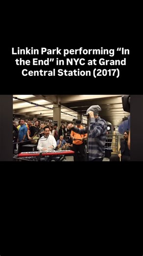 81K views · 605 reactions | In 2017, Linkin Park surprised New Yorkers with an unforgettable performance at Grand Central as part of Good Morning America’s “Pop-Up Week.” “In the End” is about feeling overwhelmed and losing control — something Chester Bennington struggled with deeply. Tragically, he passed away later that year  RIP Chester | New Yorkers | Facebook