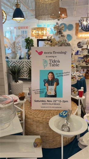 Just a few days left! If you can’t make it to our Nora Fleming event on November 22nd but still want something personally signed by Nora, now’s your chance!  ️‼️ Place your pre-sale orders by October 22nd. She’ll be signing each piece, and you can pick it up in store or we’ll ship directly to you!  Don’t miss out on this special opportunity to add a signed Nora Fleming piece to your collection! | Tide & Table | Facebook