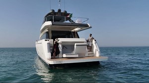In a major innovation, the Ferretti Yachts 780 offer all the comforts of a real beach club at the stern, courtesy of the new door operating system. With the tailgate fully open, the space transforms into a fabulous area to relax in at the water’s edge. https://bit.ly/2AOucYt | Ferretti Yachts