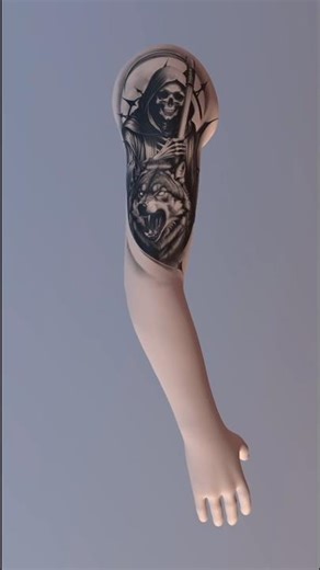 Protección e Instinto, La Santa Muerte + lobo. #tattoo