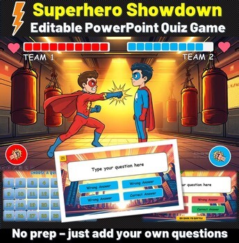 Superhero Math Review Game | Interactive PowerPoint Activity | Grades 2–4