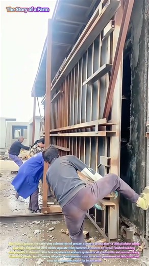 Watch a Team Masterfully Strip Steel Formwork from Cured Precast Concrete Elements! 🏗️✨↓