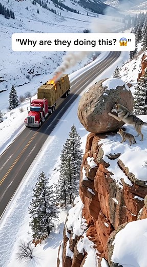 They saved his life just in time! 🐺❤️ The driver couldn't see the fire on his hay trailer, but these smart wolves knew exactly what to do. The ending is pure gratitude. ⚠️ (AI Story) #wolf #smartanimals #truckerlife #hero #rescue