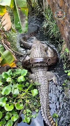 Nature’s raw balance—python vs crocodile.A powerful reminder of how every. #crocodile #python #shots