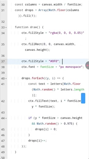 Matrix Effect in HTML #shorts #trendingshorts