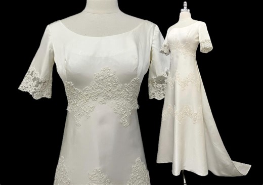 Vintage 60s XS Petite Wedding Dress Mod Classic With Detachable Train Cleaned B 33" - Etsy Canada
