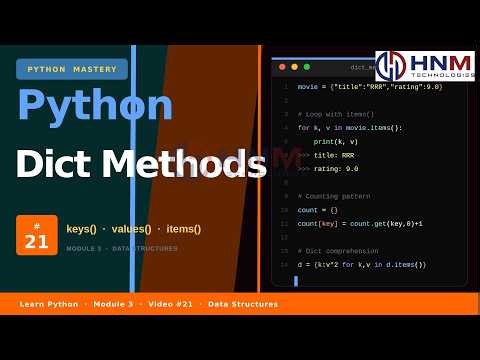 Python Dictionary Methods and Loops | iterate dictionaries | HNM Technologies